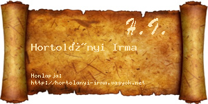 Hortolányi Irma névjegykártya